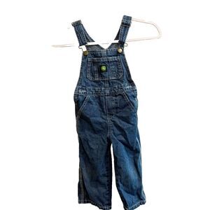 John Deere Unisex Blue Overall 2T Denim Bib Wide Leg Pockets Buckle Straps